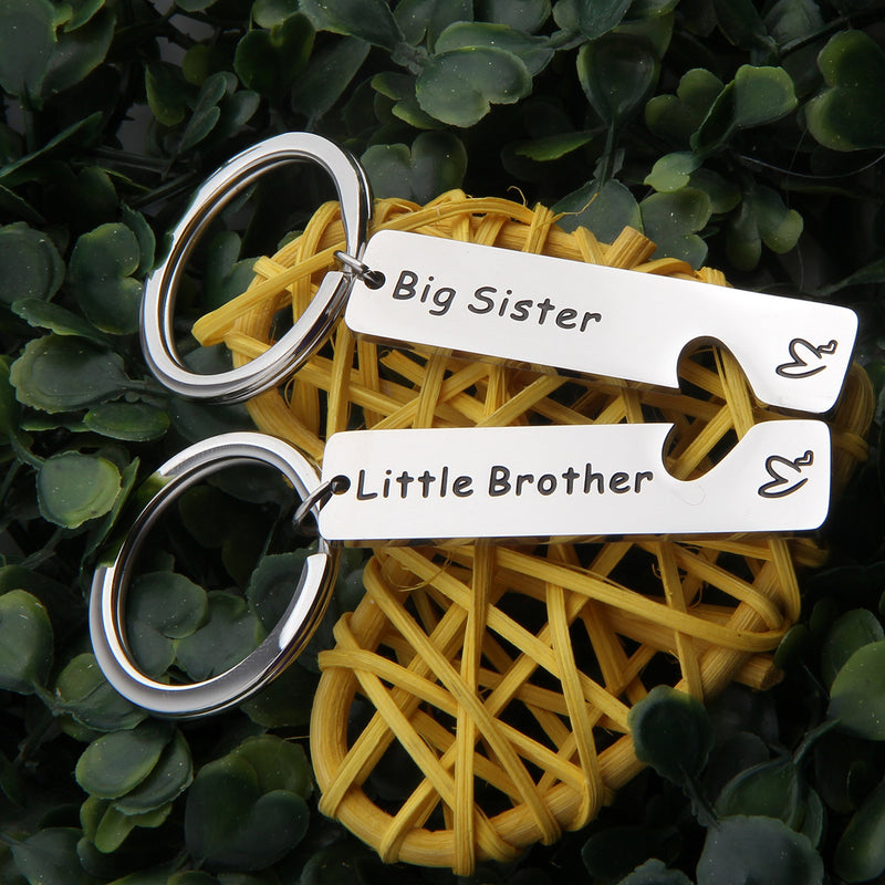 [Australia] - FEELMEM Big Sister Little Brother Sibling Matching Keyring Set Family Jewelry big sister+little brother 