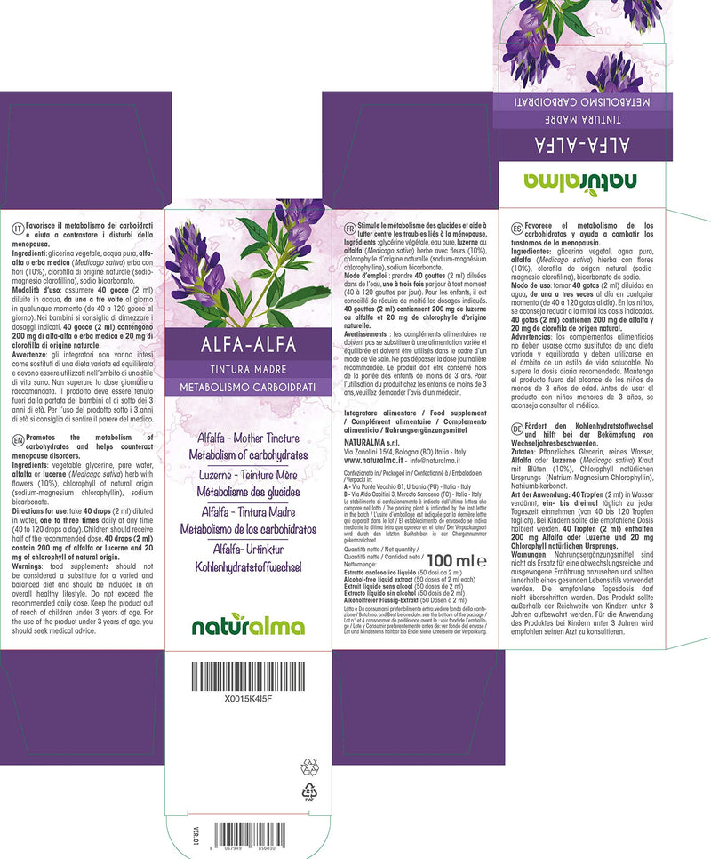 [Australia] - Alfalfa or Lucerne (Medicago Sativa) herb with Flowers Alcohol-Free Mother Tincture Naturalma | Rich in Natural Chlorophyll | Liquid Extract Drops 100 ml | Food Supplement | Vegan 100 ml (Pack of 1) 
