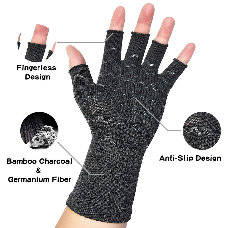 [Australia] - Vital Salveo-Fingerless Compression Arthritis Gloves-Relieve Pain Carpal Tunnel Computer Typing for Men and Women Daily Support (1 Pair)-Dark Grey-S/M Dark Grey Small/Medium (1 Pair) 