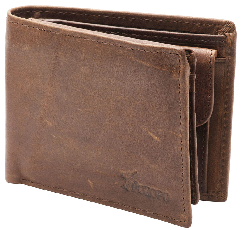 [Australia] - RFID Blocking Genuine Leather Bifold Wallet for Men with Zipper and Coin Pocket Coffee 