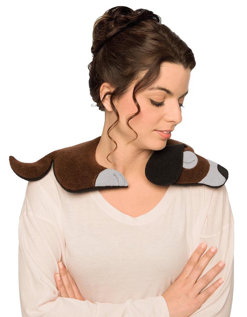 [Australia] - Leschi Wheat Bag microwavable, unscented/Heat Pack for Neck and Shoulders/Animal: Dog Bobby, Brown Chocolate / Midnight 