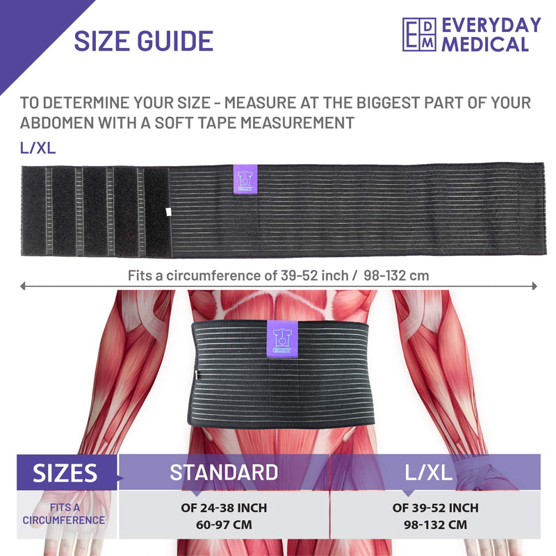 [Australia] - Umbilical Hernia Belt by Everyday Medical - Breathable Fabric Abdominal Binder For Hernia Support - Fast Relief For Epigastric, Navel and Ventral Hernias - Hernia Support Belt With Naval Pad - 3 Sizes 
