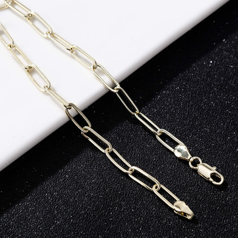 [Australia] - 14K Gold Filled Paperclip Chain Anklet for Women and Teen Girls, Oval Chain Link Ankle Bracelet 9 10 11 inches, plus size anklet 9.0 Inches 