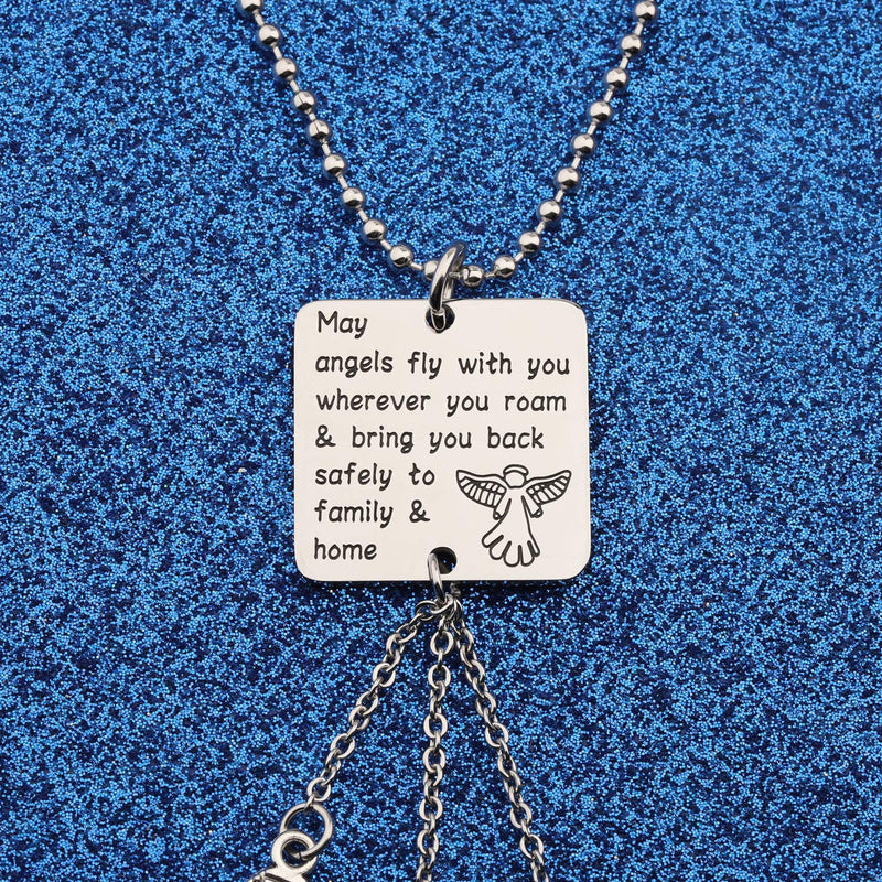 [Australia] - WUSUANED Traveller Keychain Gift May Angels Fly with You Wherever You Roam Bring You Back Safely to Family and Home angels fly with you chain pendant 