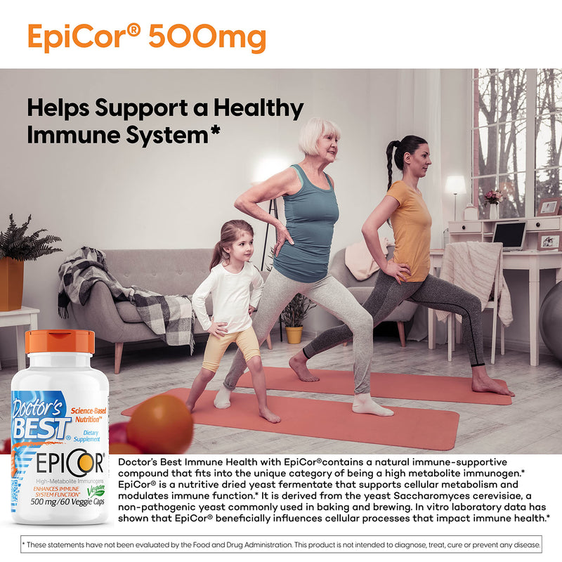 [Australia] - Doctor's Best Epicor, Immune Health Defense, Non-GMO, Vegan, Gluten Free, 500 Mg, 60 VC (DRB-00177) 60 Count (Pack of 1) 