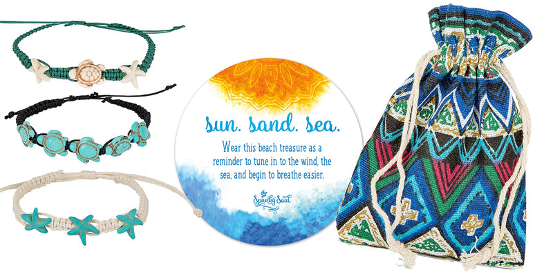 [Australia] - SPUNKYsoul Turtle Starfish Howlite Bracelet or Anklet Set Beach Collection Turtle Starfish 3 Pack 