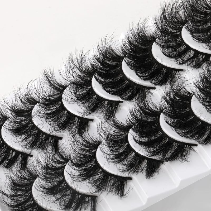 [Australia] - Newcally Lashes Fluffy Wispy False Eyelashes Pack Dramatic Long Strip Fake Eye Lashes Bulk 10 Pairs 5 Styles Mixed A- Drama 5 Styles I 