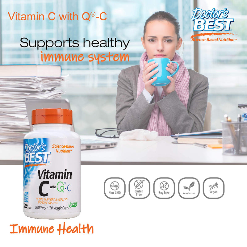 [Australia] - Doctor's Best Vitamin C with QualiC 1000 mg NonGMO Vegan Gluten Free Soy Free Sourced from Scotland Veggie Caps, 120 Count 120 Count (Pack of 1) 