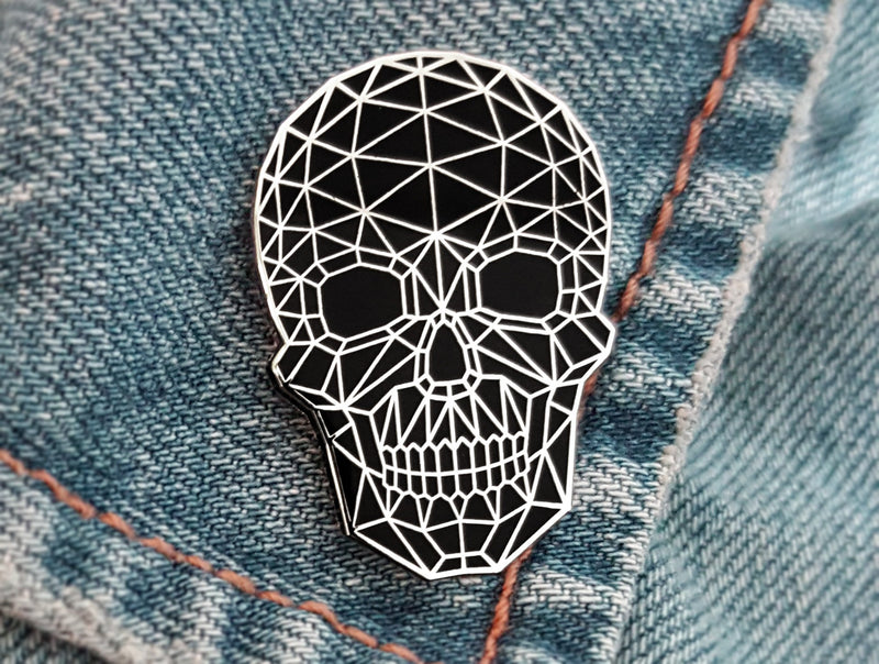 [Australia] - Pinsanity Wire Frame Geometric Skull Enamel Lapel Pin 