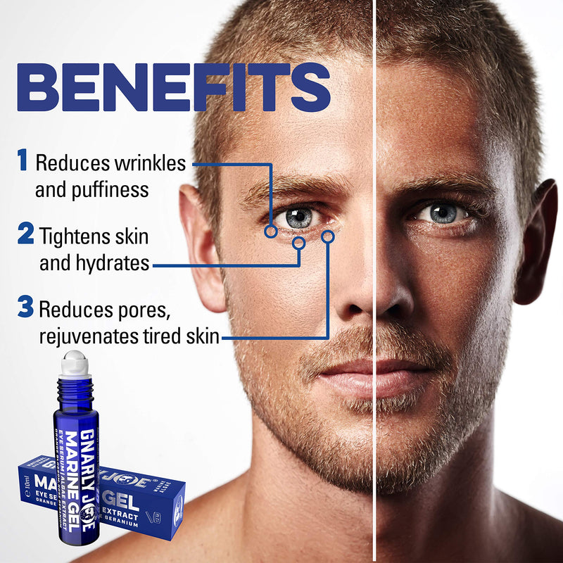 [Australia] - Gnarly Joe Eye Serum for Men. Hyaluronic Gel with Cooling Rollerball Applicator. Rejuvenates Tired Eyes, Puffiness and Dark Circles (10 ml) 10 ml (Pack of 1) 