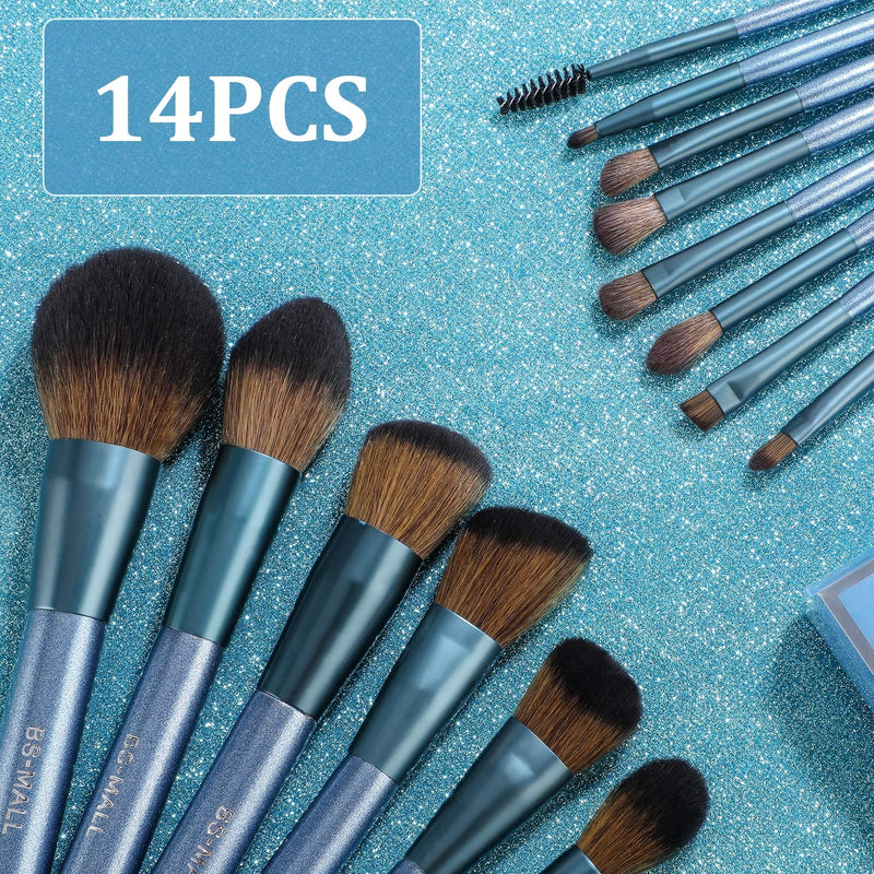 [Australia] - BS-MALL Makeup Brush Set 14Pcs Premium Synthetic Professional Makeup Brushes Foundation Powder Blending Concealer Eye shadows Blush Makeup Brush Kit Deep Starry Blue Kit 1 