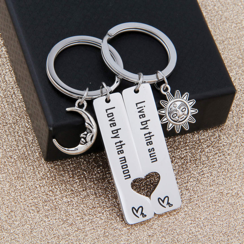 [Australia] - SEIRAA Live by The Sun Love by The Moon Keychain Set of 2 Moon Jewelry Gift for Couple 
