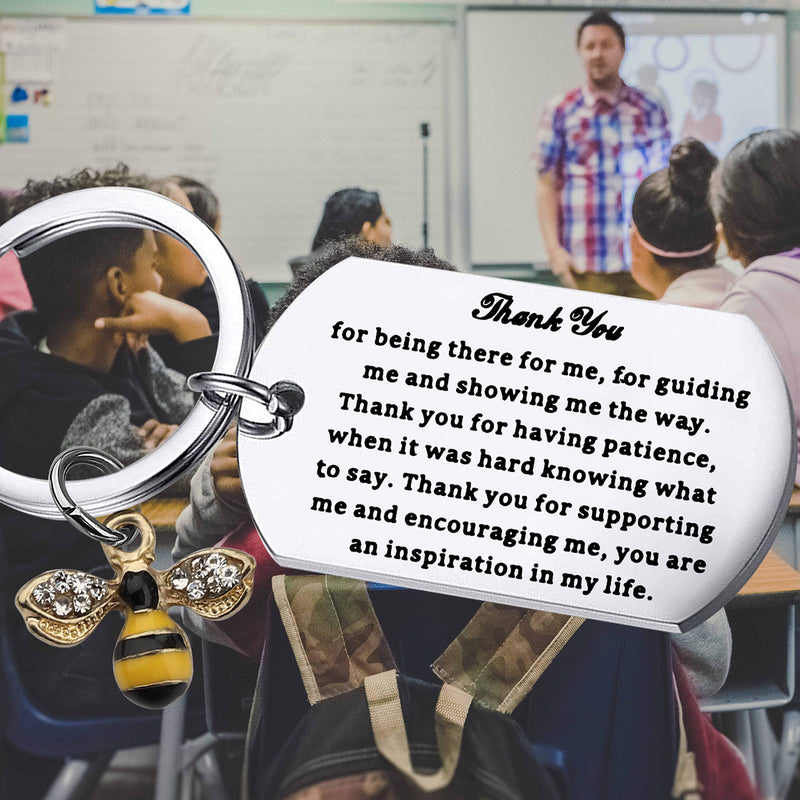 [Australia] - FUSTMW Thank You Gifts Bumble Bee Keychain Appreciation Gifts for Teacher Coach Mentor Guidance Leader Thank You for Being There You are an Inspiration in My Life Thank You Gifts Bee Charm 