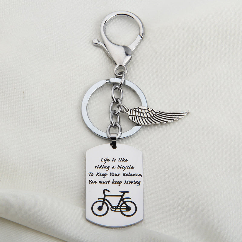 [Australia] - Gzrlyf Bike Keychain Bicycle Dog Tag Keychain Life is Like Riding A Bicycle Jewelry Cyclist Gift bicycle keychain 