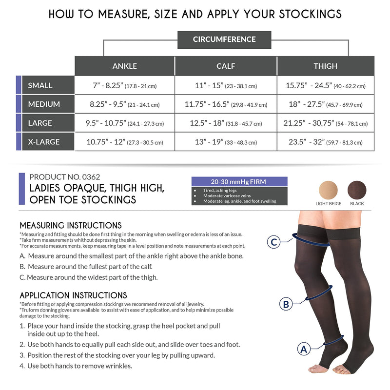 [Australia] - Truform Women's Compression Stockings, 20-30 mmHg, Thigh High Length, Open Toe, Opaque, Beige, Medium Beige (Open Toe) Medium (20-30 mmHg) 
