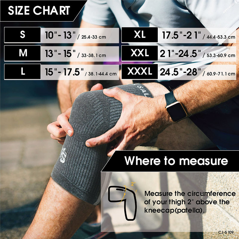 [Australia] - Vital Salveo-Compression Recovery Knee Sleeve/Brace S-Support, Pain Relief, Protects Joint - Ideal for Sports and Daily Wear-Dary Grey (1 Pair)-L Dark Grey L (1Pair) 