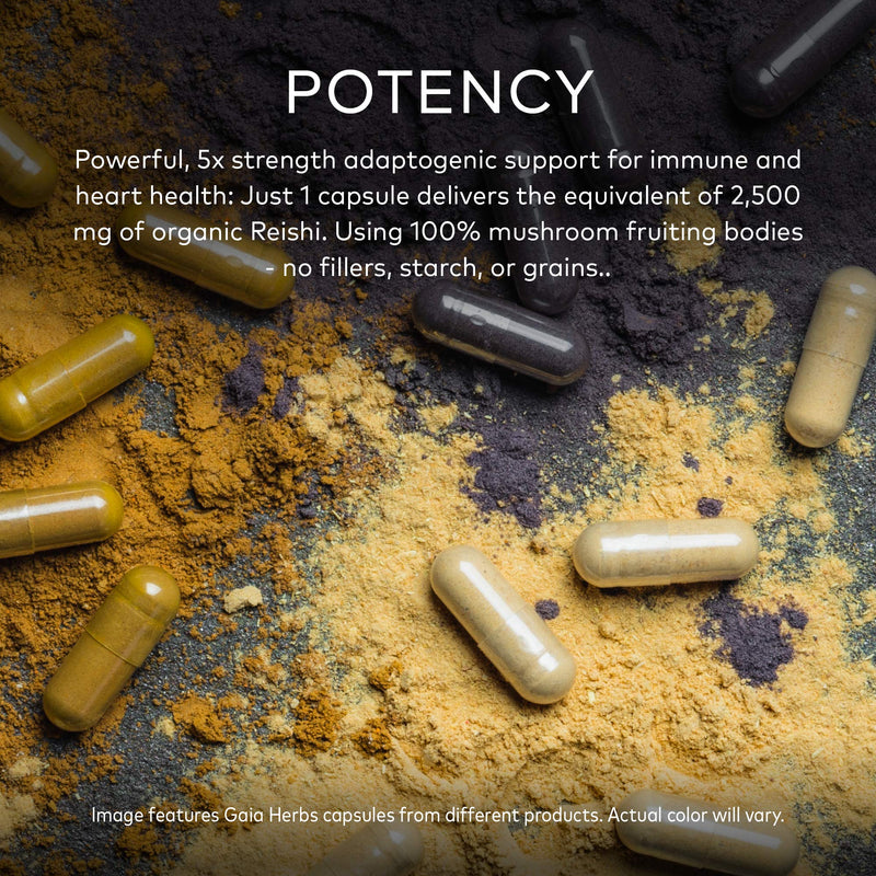 [Australia] - Gaia Herbs Reishi Mushroom - Helps Maintain a Healthy Immune System & Supports Heart Health - Adaptogen Herbal Supplement for Longevity Support - 40 Vegan Liquid Phyto-Capsules (40-Day Supply) 