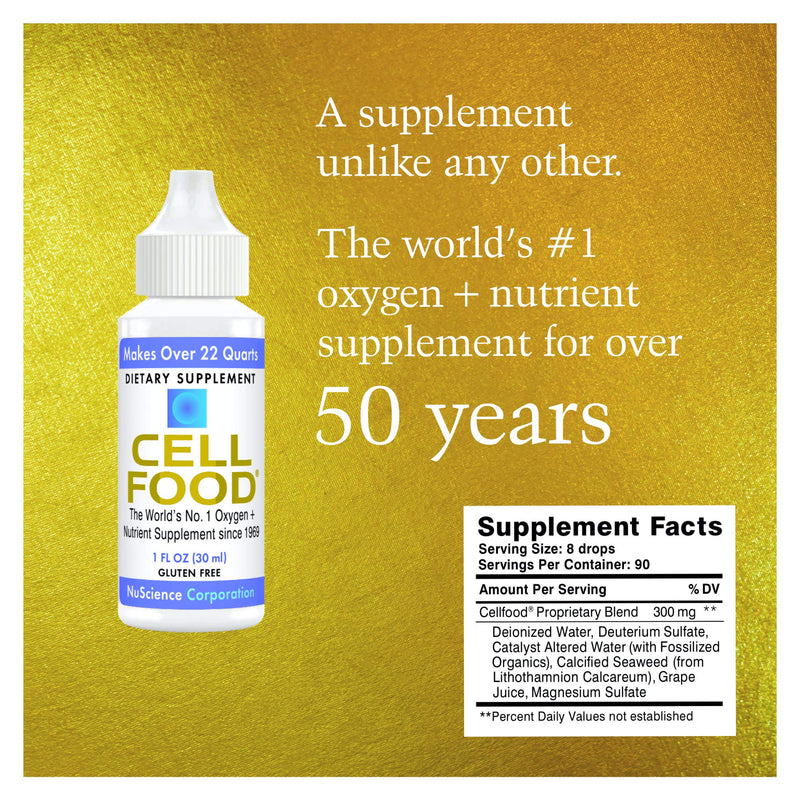 [Australia] - Cellfood Liquid Concentrate, 1 fl oz - Oxygen + Nutrient Supplement - Supports Immune System, Energy, Endurance, Hydration & Overall Health - Gluten Free, Non-GMO, Cert. Kosher - Makes Over 22 Quarts 