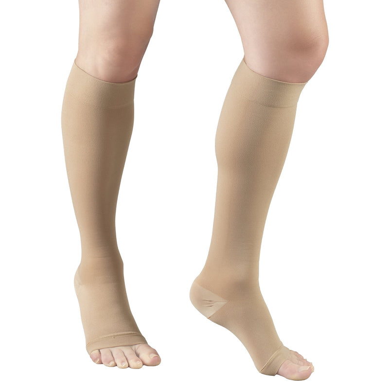 [Australia] - Truform Short Length Surgical Stockings, 18 mmHg Compression for Men and Women, Reduced Length, Open Toe, Beige, Large Large (1 Pair) 