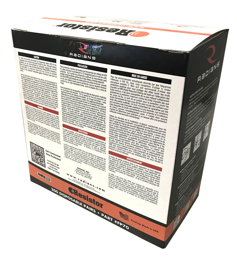 [Australia] - Radians Foam Earplugs, 200 Pairs, NRR 32 