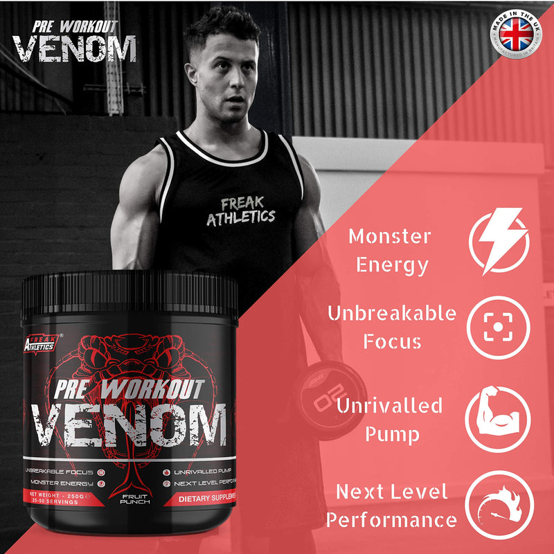 [Australia] - Pre Workout Venom 'Fruit Punch' - Pump Pre Workout Supplement by Freak Athletics - Elite Level Pre Workout Supplement - Pre Workout Powder Made in The UK - Available in Fruit Punch 
