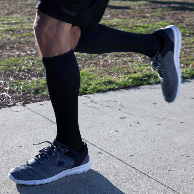 [Australia] - Copper Fit Energy Unisex Easy-On/Easy-Off Knee High Compression Socks Black Large-X-Large 