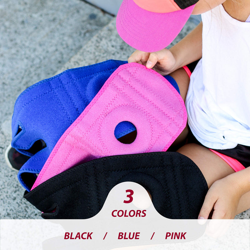 [Australia] - Adjustable Kids Knee Brace Support - Knee Support for Youth, Arthritis, ACL, MCL, LCL, Sports Exercise, Meniscus Tear, Dance. Open Patella Neoprene Stabilizer Wrap for Children, Boys, Girls (Black) One Size Black 