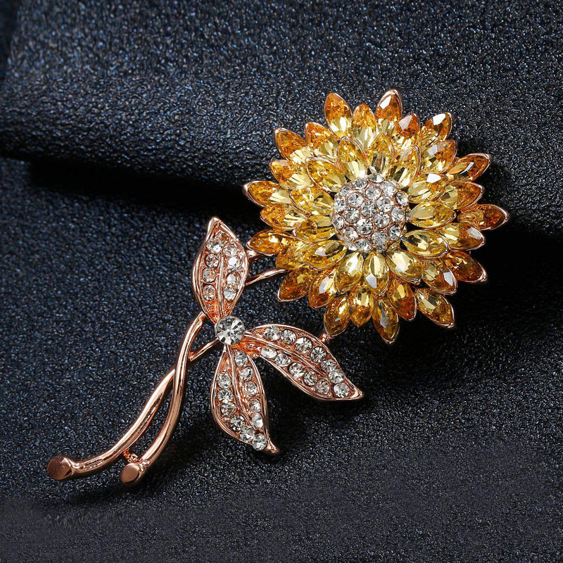 [Australia] - Bling Bling Sunflower Brooch Wedding Embellishment DIY Brooch Mother's Gift Gold 