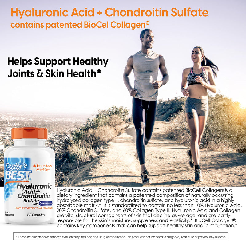 [Australia] - Doctor's Best Hyaluronic Acid with Chondroitin Sulfate, Non-GMO, Gluten Free, Soy Free, Joint Support, 60 Caps 