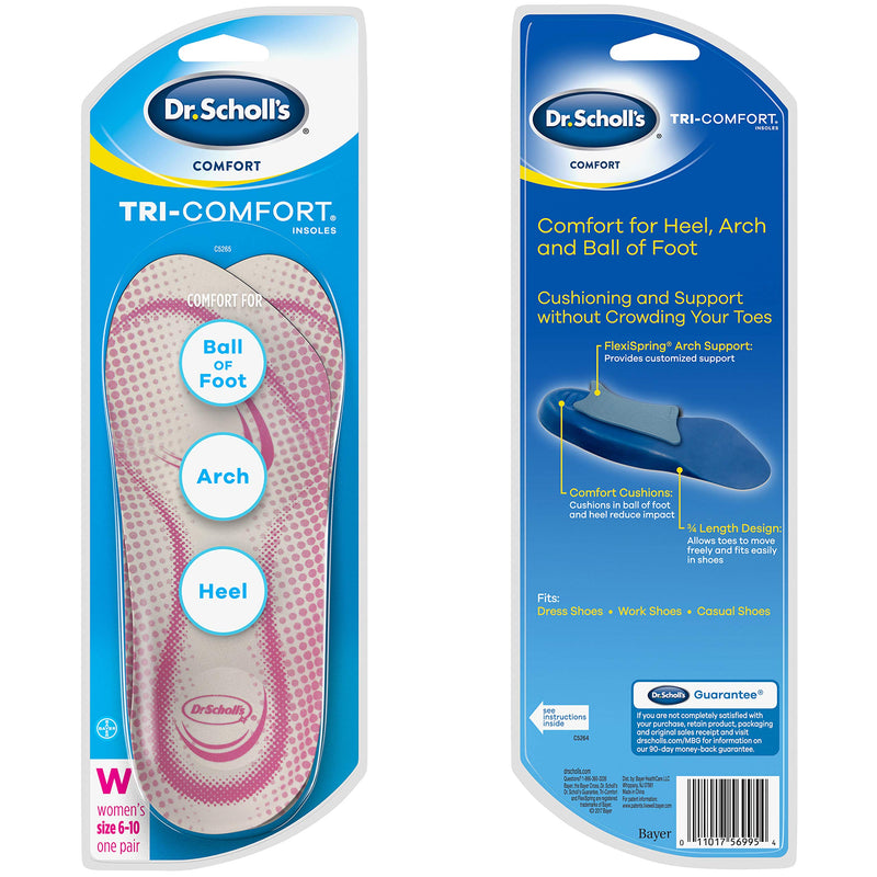 [Australia] - Dr. Scholl’s Tri-Comfort Insoles Comfort for Heel, Arch and Ball of Foot with Targeted Cushioning and Arch Support (for Women's 6-10, Also Available for Men's 8-12) Women 6-10 