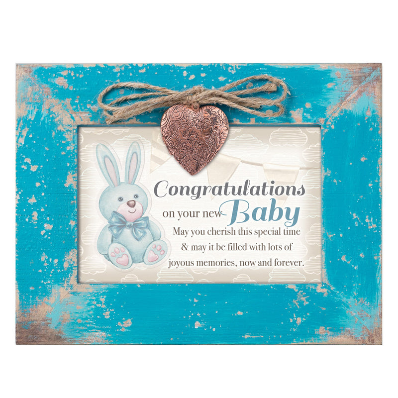 [Australia] - Cottage Garden Congratulations On Your Baby Teal Distressed Locket Music Box Plays You are My Sunshine 