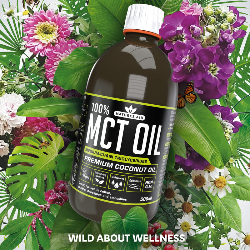 [Australia] - Natures Aid 100 Percent MCT Oil, Premium Coconut Oil, Sustainably Sourced, Add to Coffees or Shakes, Vegan, 500 ml 
