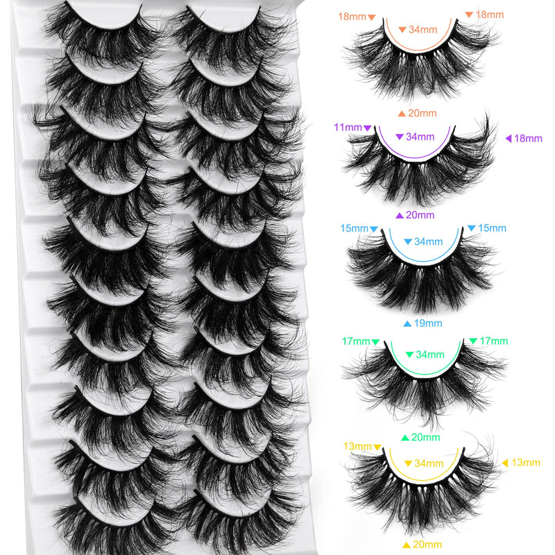 [Australia] - Newcally Lashes Fluffy Wispy False Eyelashes Pack Dramatic Long Strip Fake Eye Lashes Bulk 10 Pairs 5 Styles Mixed A- Drama 5 Styles I 