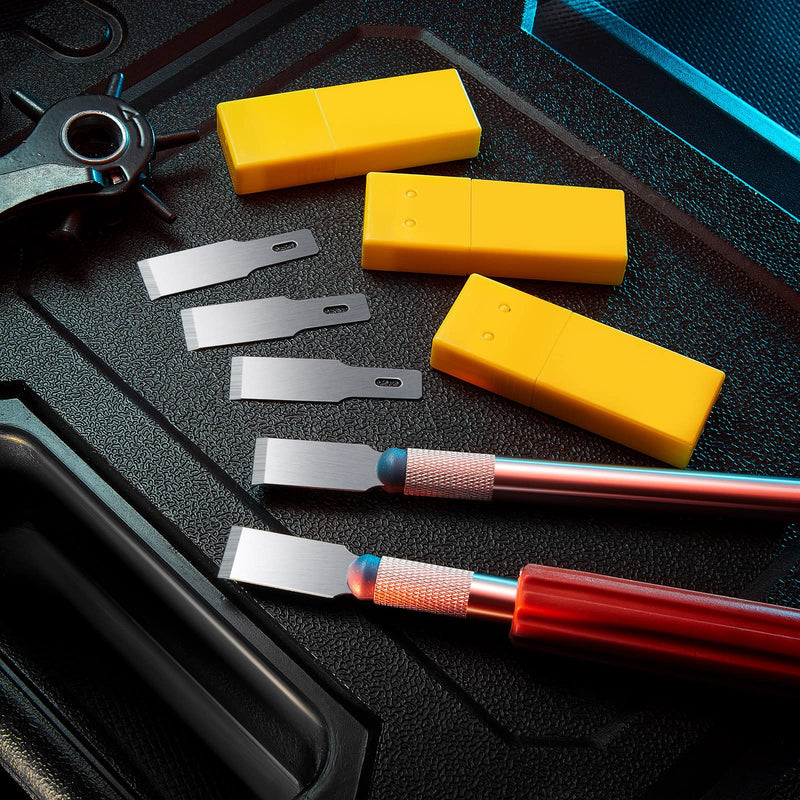 [Australia] - Size 18 Chiseling Blades SK5 Knife Blades No Handles Knife Square Blade Carbon Steel Chisel Tip Knife Blade with Plastic Storage Boxes for Wood Craft Carving Chiseling Shaving Cutting (60 Pack) 60 