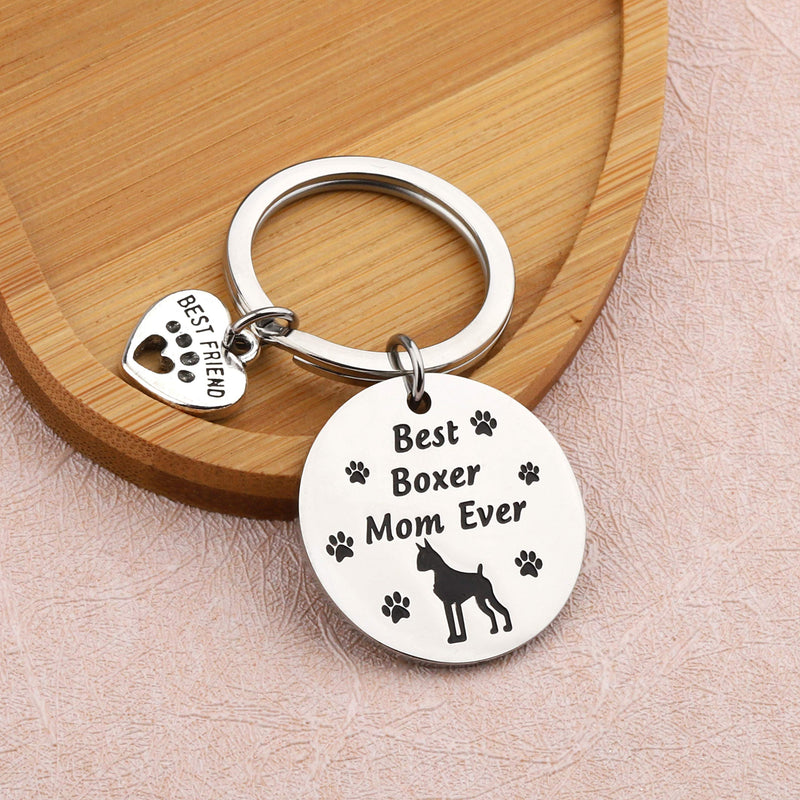 [Australia] - FUSTMW Dog Owner Gifts Best Boxer, Boston Terrier, Golden Retriever Mom Ever Keychain Gift Dog Lover Gifts Paw Print Jewelry Animal Pet Owner Rescue Gift Dog Boxer mom ky 