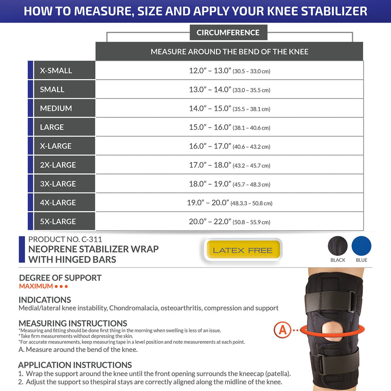 [Australia] - OTC Knee Stabilizer Wrap, Hinged Bars, Neoprene, Black, Large 