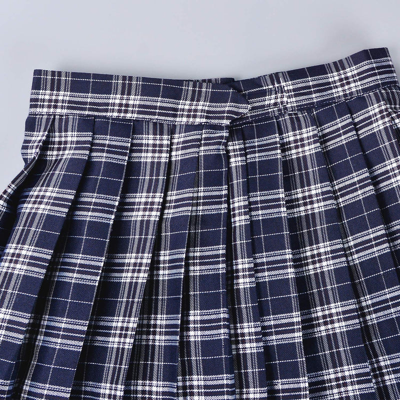 [Australia] - Elibelle Women's Japan High Waisted Tartan Pleated Dance Cosplay Costumes Skirt with Socks X-Small Black White Checks 
