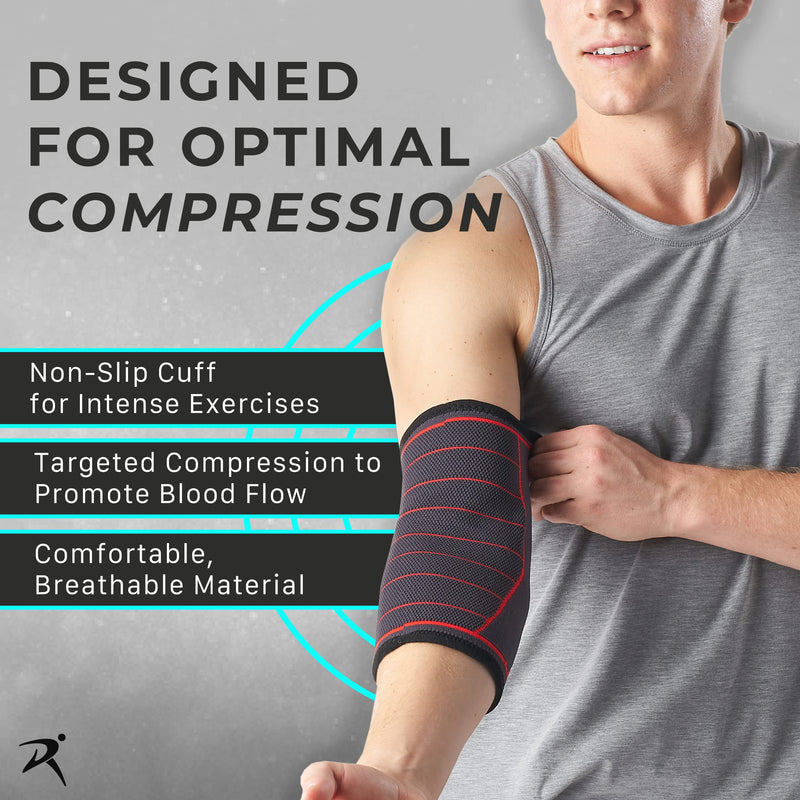 [Australia] - Rymora Fitness Elbow Brace- M, Compression Support Sleeve for Tendonitis, Tennis Elbow, Golf Elbow Treatment, Weightlifting & Weak Joints - Reduce Joint Pain During Any Activity! Single (Slate Grey) 