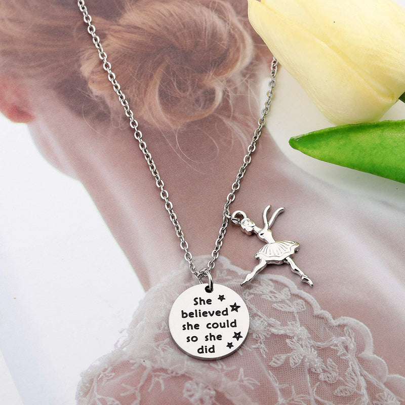 [Australia] - FUSTYLE Dance Necklace She Believed She Could So She Did Inspirational Ballet Dancer Jewelry Dancing Girl Jewelry Recital Gift (She Believed She Could So She Did Necklace 2) 