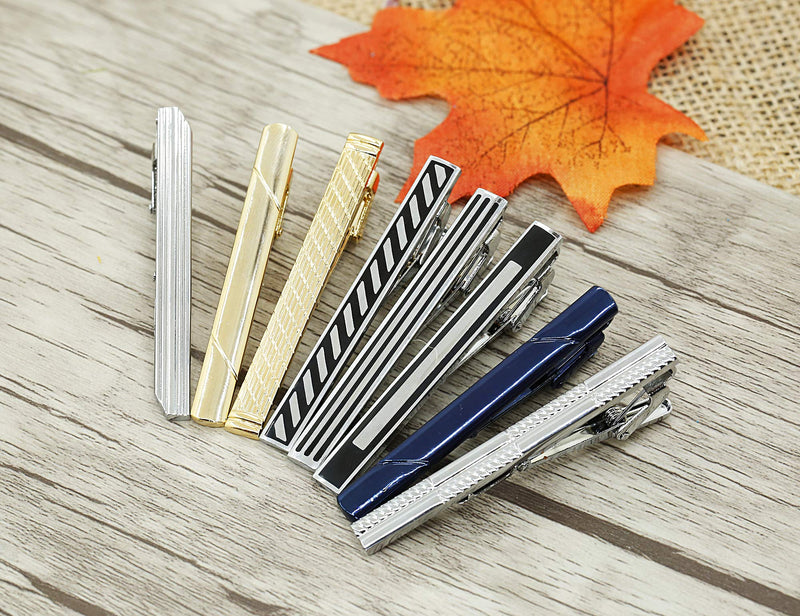 [Australia] - Hanpabum 8pcs Tie Bar Clips for Men Tie Clip Set for Regular Ties Mens Wedding Business Jewelry with Gift Box A:8pcs Tie clips 