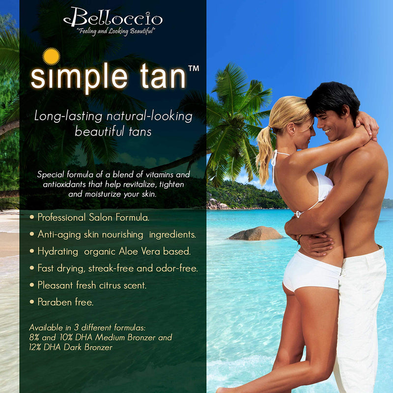[Australia] - Belloccio Simple Tan Pint Bottle of Professional Salon Sunless Tanning Solution with 10% DHA Medium 