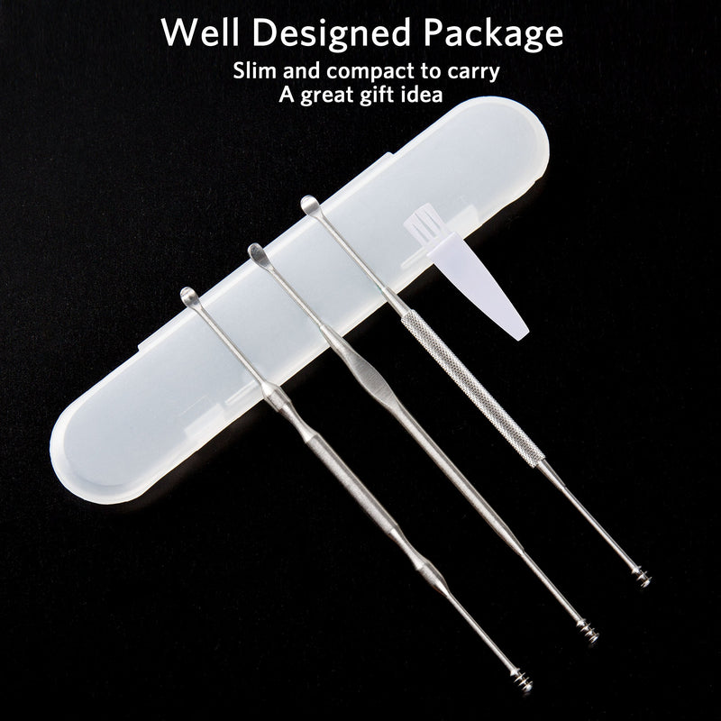 [Australia] - 3PCS Ear Pick Earwax Removal Kit, Geengle Ear Care Set, Premium Stainless Steel Ear Curette with Storage Box, a Cleaning Brush Included 5 Piece Set 