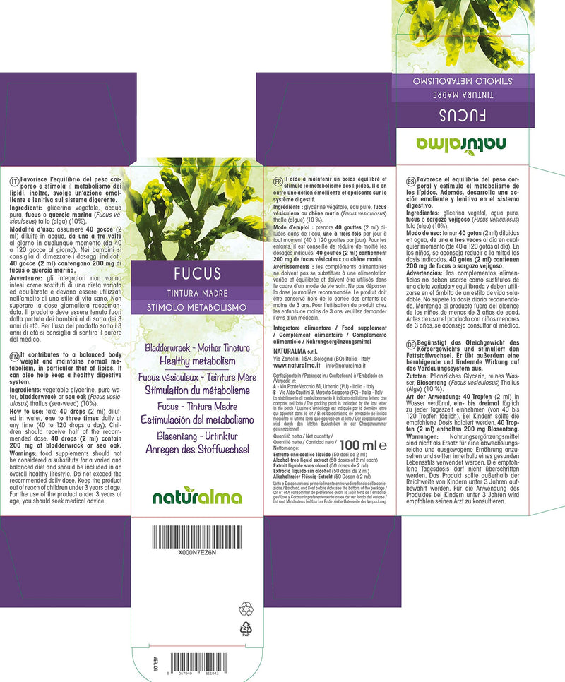 [Australia] - Bladderwrack or Sea Oak (Fucus vesiculosus) Thallus (Seaweed) Alcohol-Free Mother Tincture Naturalma | Liquid Extract Drops 100 ml | Food Supplement | Vegan 100 ml (Pack of 1) 
