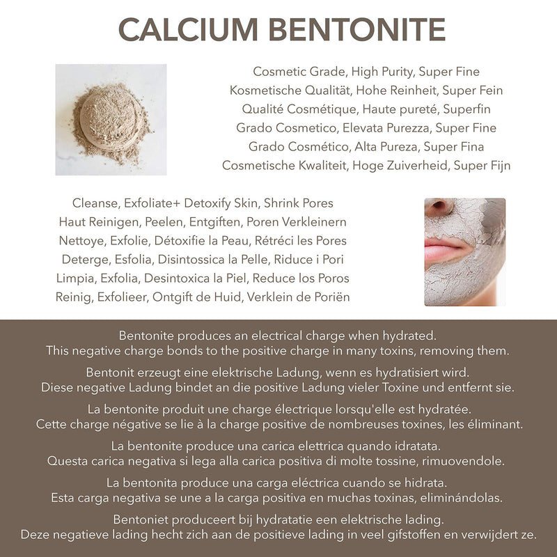 [Australia] - CALCIUM BENTONITE CLAY - 454 g - by POO FREE - COSMETIC GRADE - Deep Pore Facial Cleanser, Blackhead Remover & Pore Minimiser 100% Natural Face Clay Mask, Superfine, high purity, PH 6. 