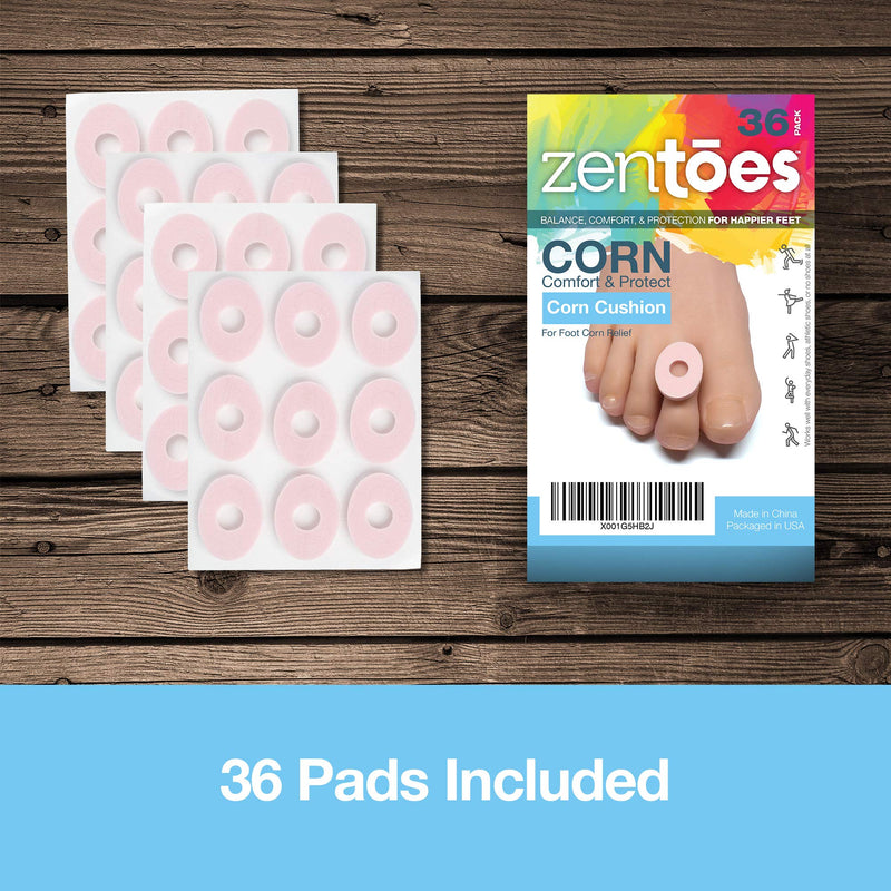 [Australia] - ZenToes Corn Cushions Waterproof Toe and Feet Treatment Pads (36 Count) 36 Count (Pack of 1) 
