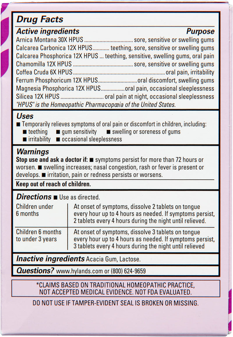 [Australia] - Hyland's Naturals Baby Nighttime Soothing Oral Discomfort/Pain Relief Tablets with Chamomilla, Irritability & Swelling, Basic, 125 Count, Package may vary 