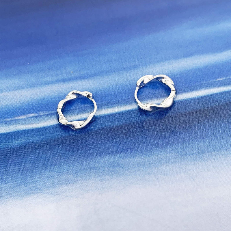 [Australia] - HAISWET Sleeper Earrings 925 Sterling Silver Twist Hinged Hoop Earrings 