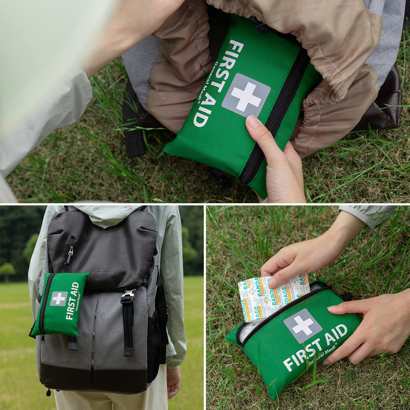 [Australia] - Mini First Aid Kit, 92 Pieces Small First Aid Kit - Includes Emergency Foil Blanket, Scissors for Travel, Home, Office, Vehicle, Camping, Workplace & Outdoor (Green) 