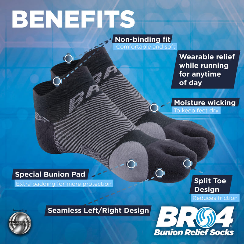 [Australia] - Bunion Relief Socks by OrthoSleeve, Patented Split-Toe Design with a Cushioned Bunion Pad Separates Toes, Relieves Bunion Pain and Reduces Toe Friction (Medium, Black) Medium (1 Pair) 