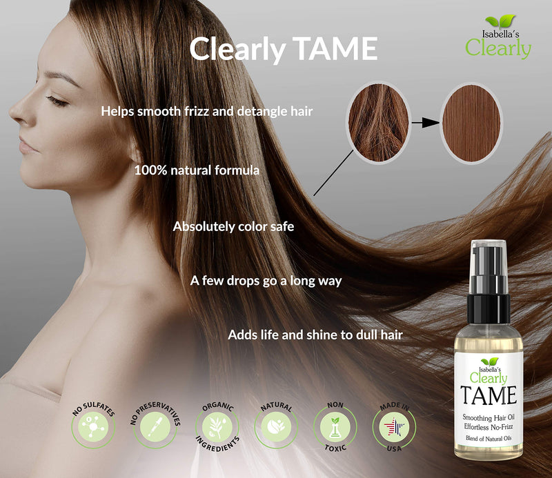 [Australia] - Clearly TAME Anti Frizz Smoothing Hair Oil | Natural Lightweight Serum for Smooth Frizz Free Hair with Castor and Rosemary | Sulfate Free | Control Frizz and Add Shine for Curly, Frizzy, Dry Hair. 